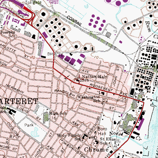 Topographic Map of Nathan Hale Elementary School, NJ