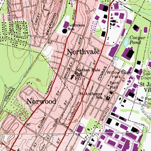 Topographic Map of Nathan Hale Middle School, NJ
