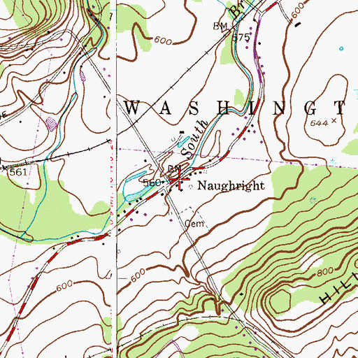 Topographic Map of Naughright, NJ