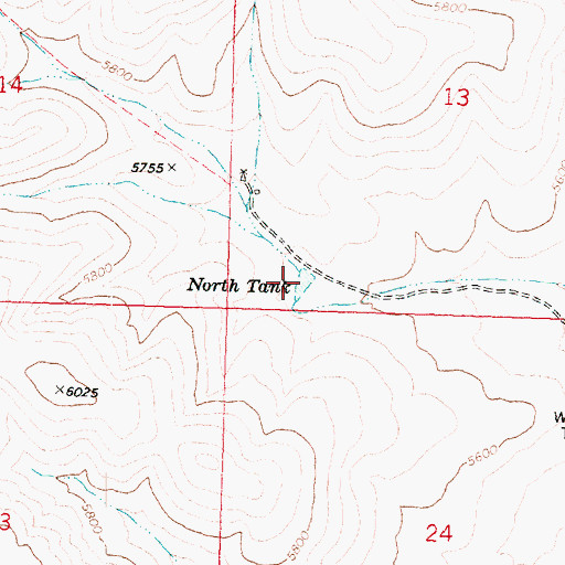 Topographic Map of North Tank, AZ