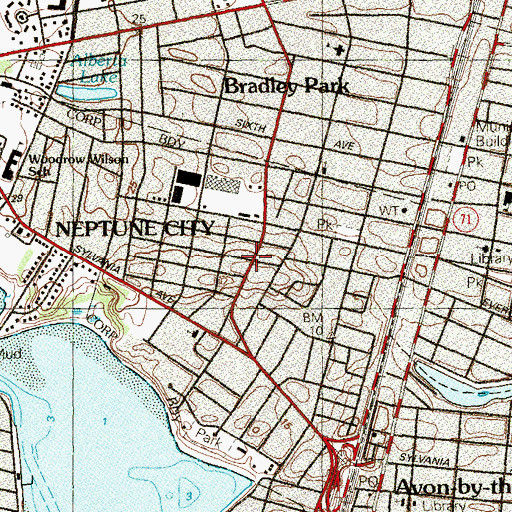 Topographic Map of Neptune City, NJ