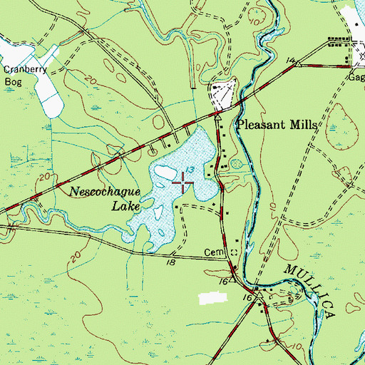 Topographic Map of Nescochague Lake, NJ