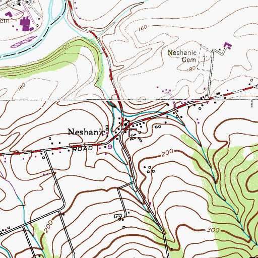 Topographic Map of Neshanic, NJ