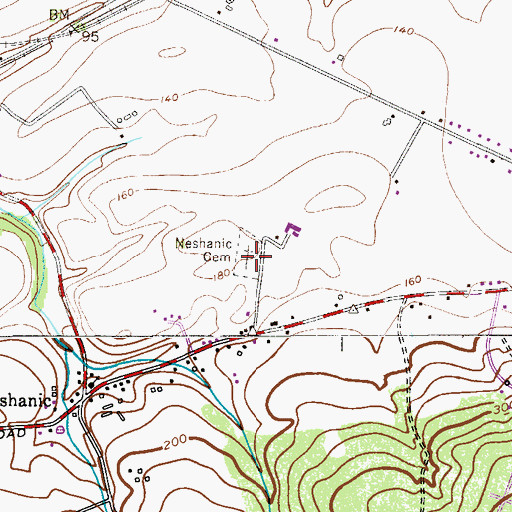 Topographic Map of Neshanic Reformed Cemetery, NJ