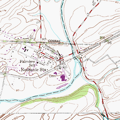 Topographic Map of Neshanic Station, NJ