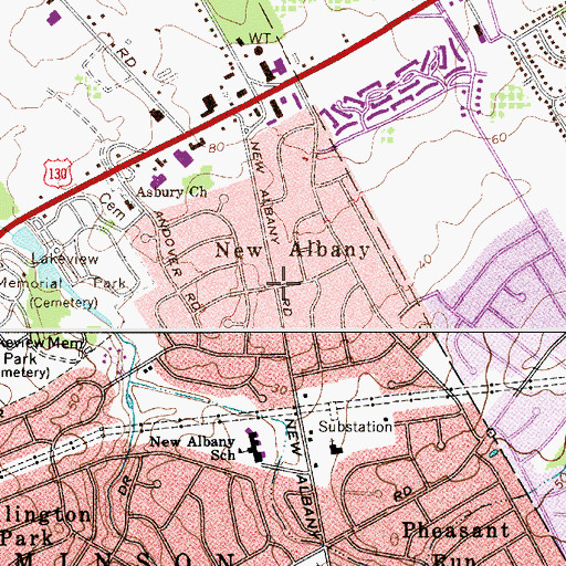 Topographic Map of New Albany, NJ