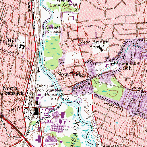 Topographic Map of New Bridge, NJ