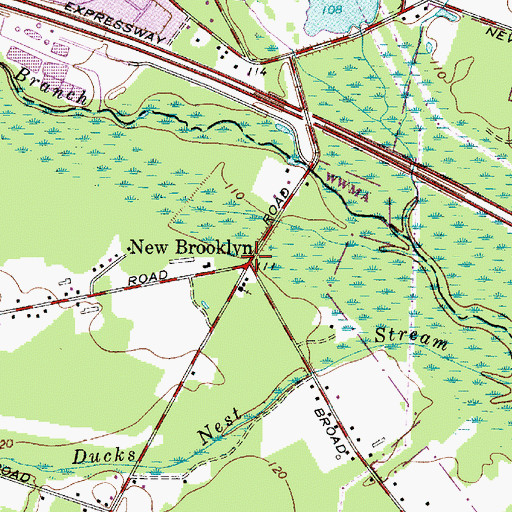 Topographic Map of New Brooklyn, NJ