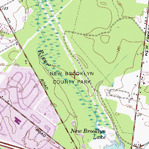 Topographic Map of New Brooklyn County Park, NJ