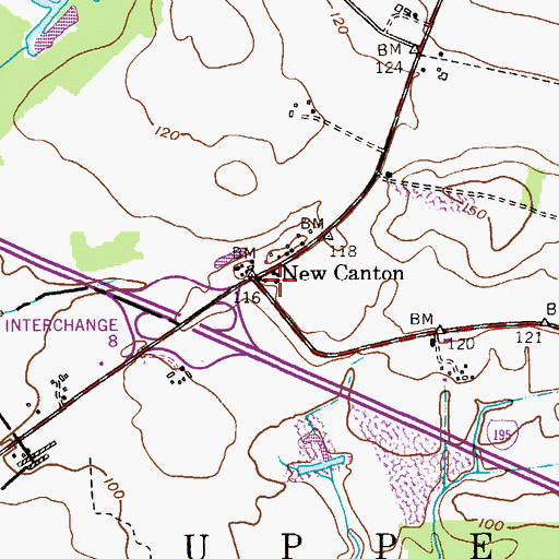 Topographic Map of New Canton, NJ