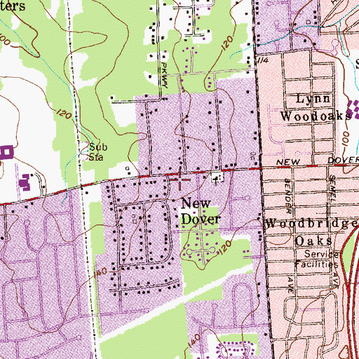 Topographic Map of New Dover, NJ
