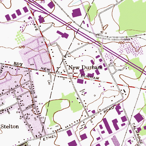 Topographic Map of New Durham, NJ