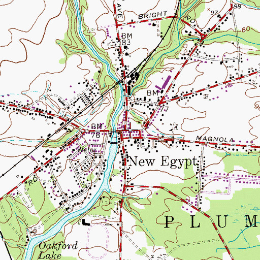 Topographic Map of New Egypt, NJ