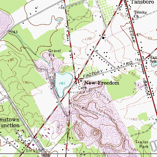 Topographic Map of New Freedom, NJ