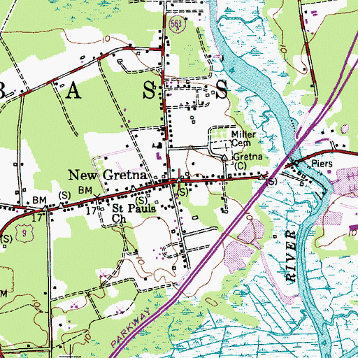 Topographic Map of New Gretna, NJ