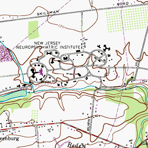 Topographic Map of North Princeton Developmental Center (historical), NJ