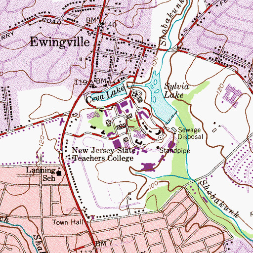 Topographic Map of The College of New Jersey, NJ