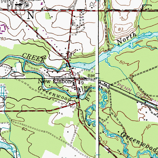 Topographic Map of New Lisbon, NJ
