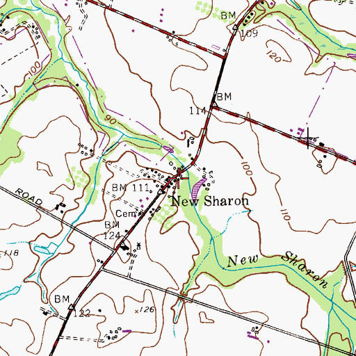 Topographic Map of New Sharon, NJ