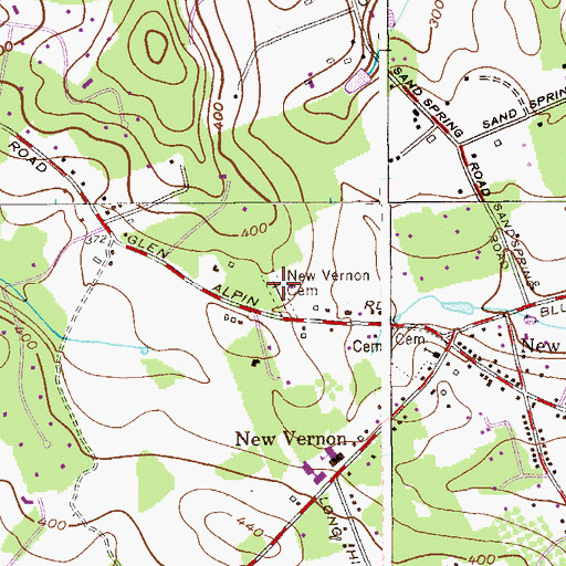 Topographic Map of New Vernon Cemetery, NJ