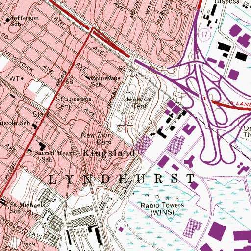 Topographic Map of New Zion Cemetery, NJ