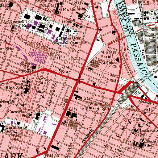 Topographic Map of Newark, NJ