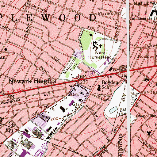 Topographic Map of Newark Heights, NJ