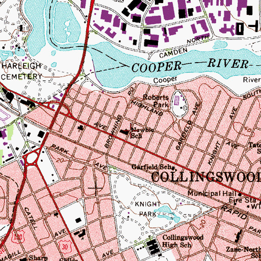 Topographic Map of Mark Newbie Elementary School, NJ