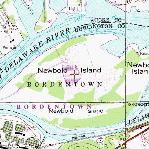 Topographic Map of Newbold Island, NJ