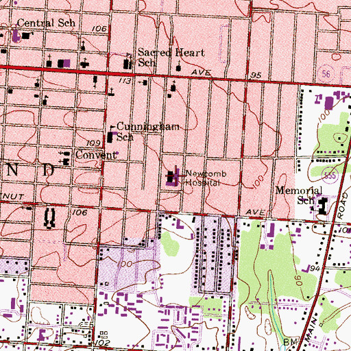 Topographic Map of Newcomb Hospital, NJ