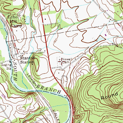 Topographic Map of Newell Cemetery, NJ