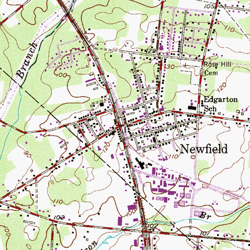 Topographic Map of Newfield, NJ
