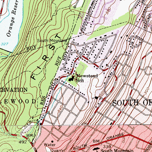 Topographic Map of Newstead School, NJ