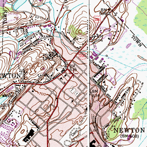 Topographic Map of Newton, NJ