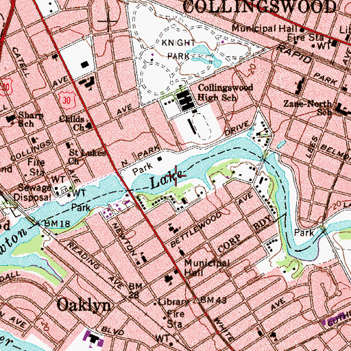 Topographic Map of Newton Lake, NJ