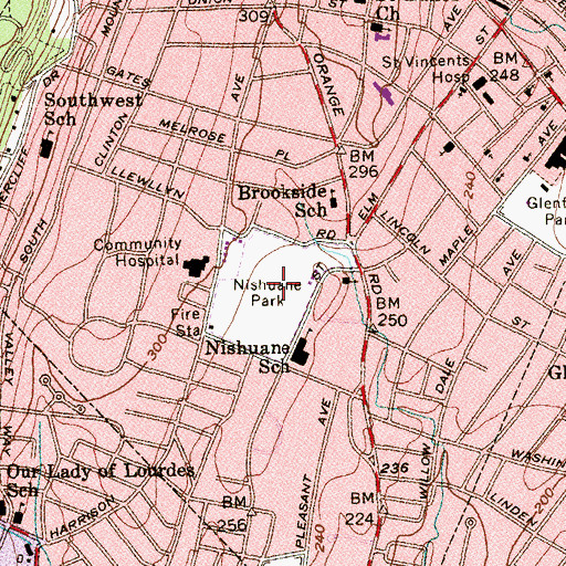 Topographic Map of Nishuane Park, NJ