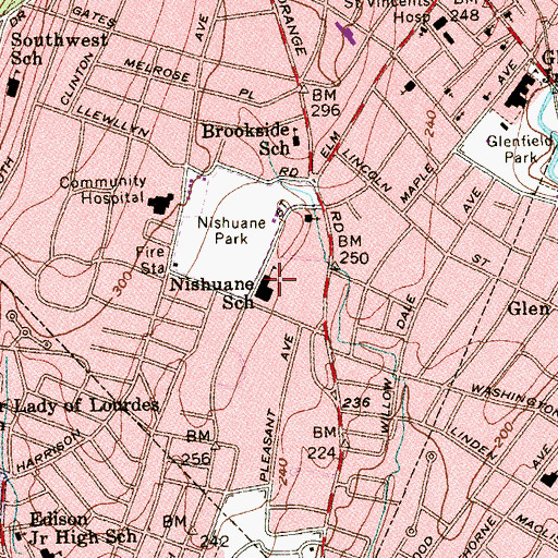 Topographic Map of Nishuane Elementary School, NJ