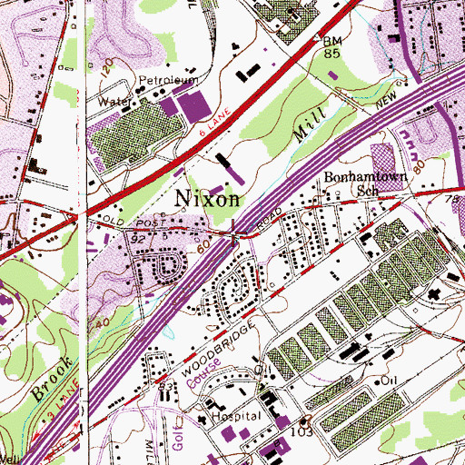 Topographic Map of Nixon, NJ