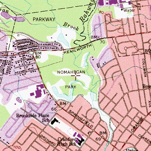 Topographic Map of Nomahegan Park, NJ