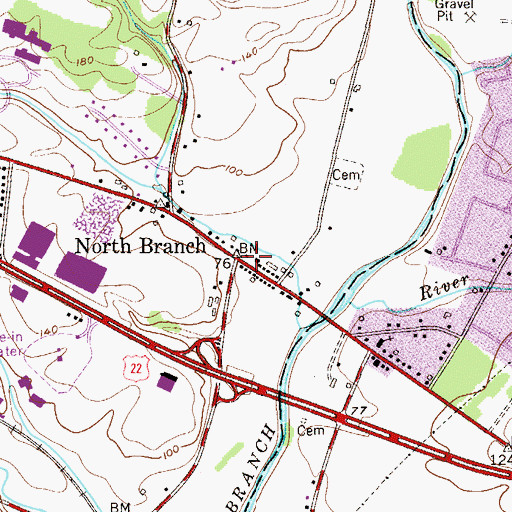 Topographic Map of North Branch, NJ