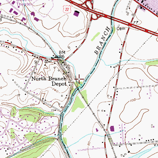 Topographic Map of North Branch Depot, NJ