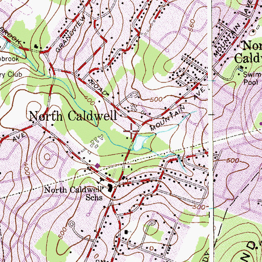 Topographic Map of Borough of North Caldwell, NJ