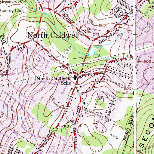 Topographic Map of Gould-Mountain Elementary School, NJ
