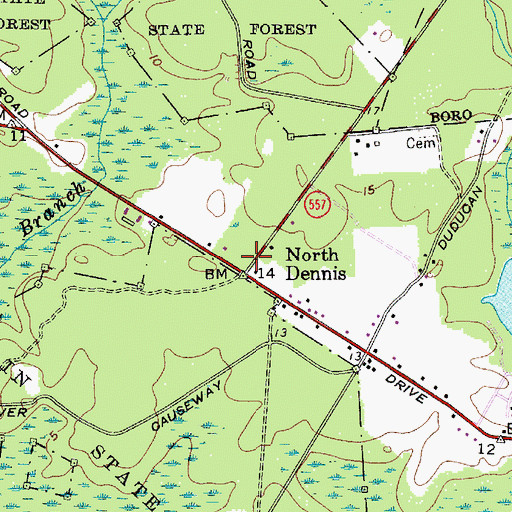Topographic Map of North Dennis, NJ