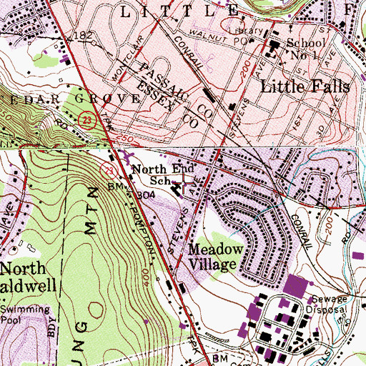 Topographic Map of North End Elementary School, NJ