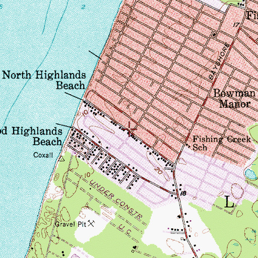 Topographic Map of North Highlands Beach, NJ