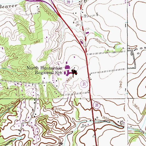 Topographic Map of North Hunterdon High School, NJ