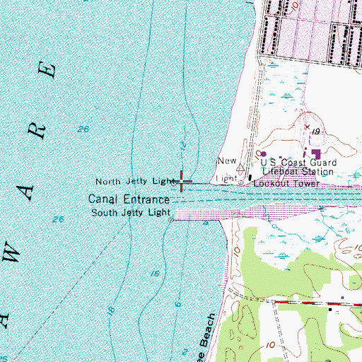 Topographic Map of North Jetty Light, NJ