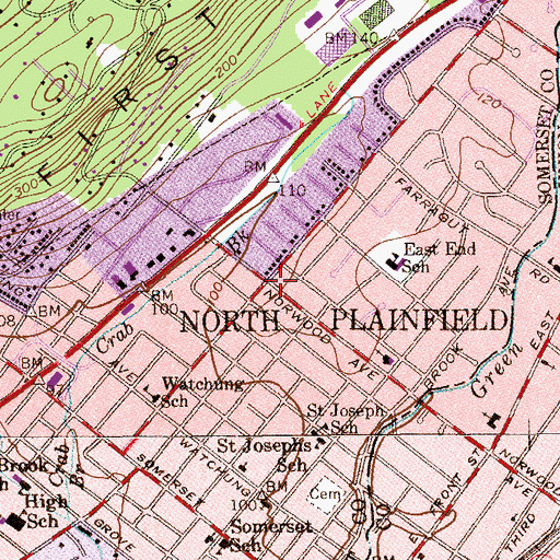 Topographic Map of North Plainfield, NJ