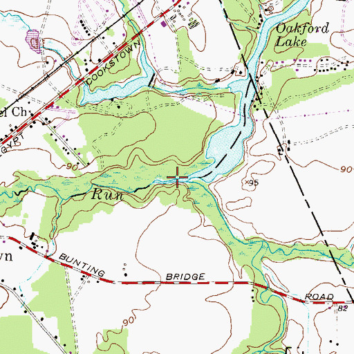 Topographic Map of North Run, NJ